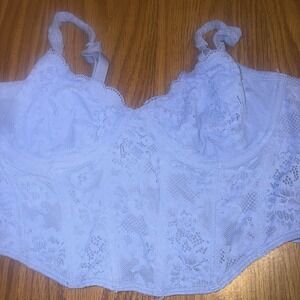 Gilly Hicks Lace Bustier Corset Size Large Top Adjustable Straps Blue